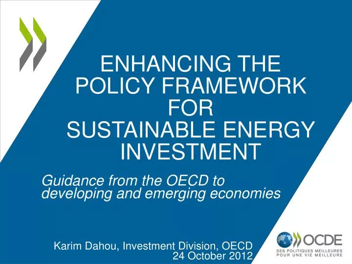 enhancing the policy framework for sustainable energy investment