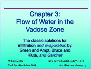 Chapter 3: Flow of Water in the Vadose Zone