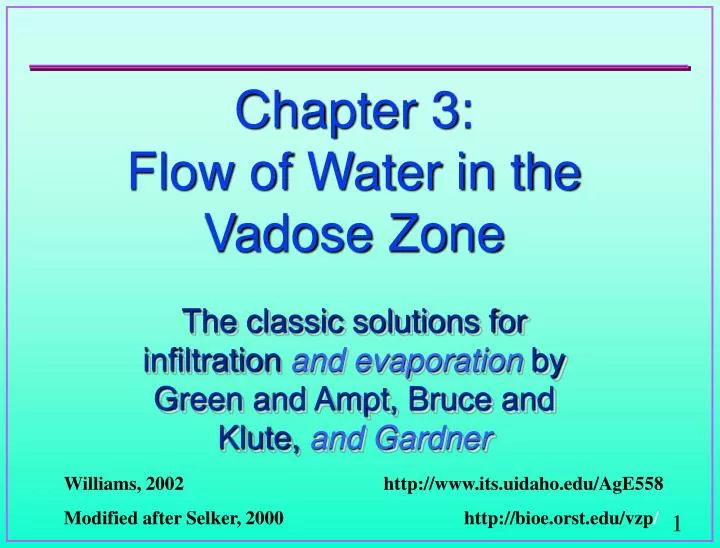 chapter 3 flow of water in the vadose zone