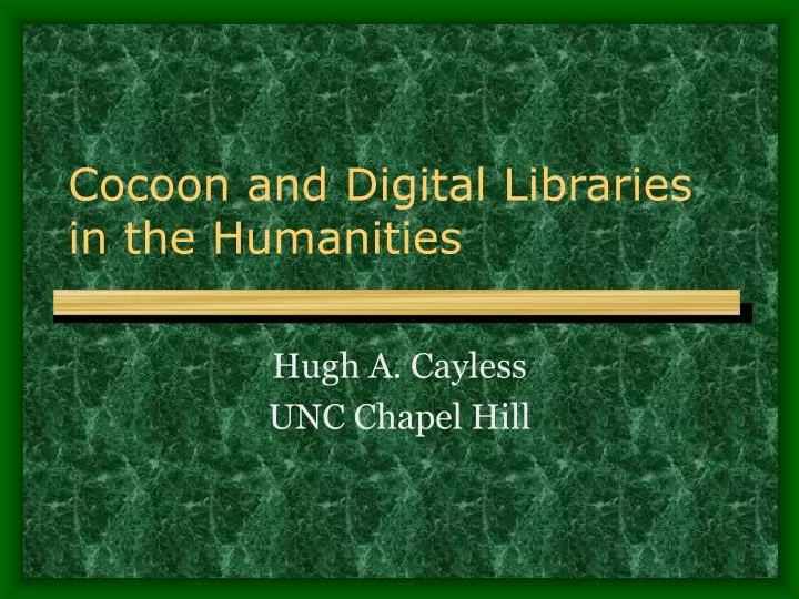 cocoon and digital libraries in the humanities