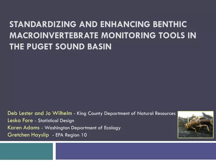 standardizing and enhancing benthic macroinvertebrate monitoring tools in the puget sound basin