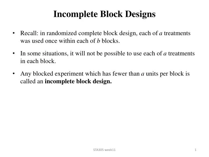 incomplete block designs