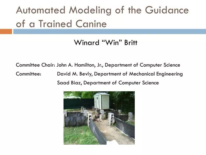 automated modeling of the guidance of a trained canine
