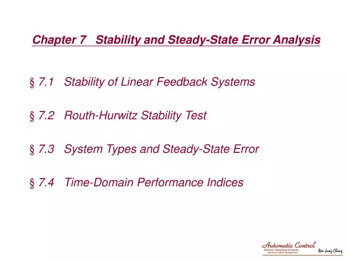 chapter 7 stability and steady state error analysis