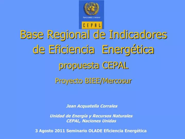 base regional de indicadores de eficiencia energ tica propuesta cepal proyecto biee mercosur