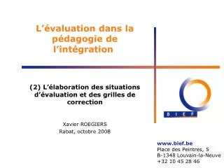 l valuation dans la p dagogie de l int gration