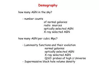 Demography how many AGN in the sky? - number counts