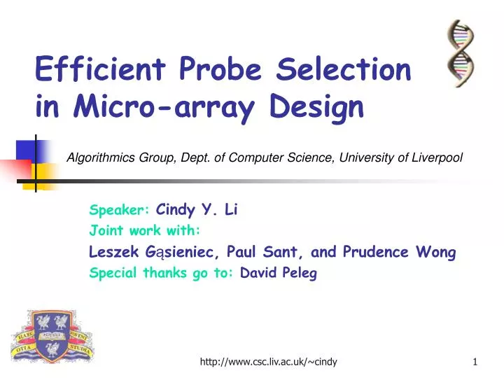 efficient probe selection in micro array design