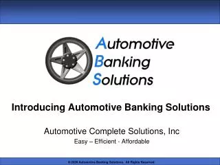 Introducing Automotive Banking Solutions