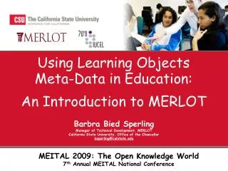 Using Learning Objects Meta-Data in Education : An Introduction to MERLOT
