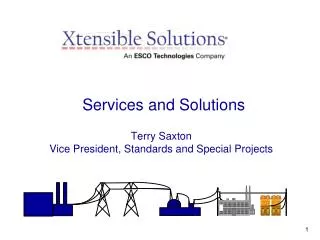 Services and Solutions Terry Saxton Vice President, Standards and Special Projects
