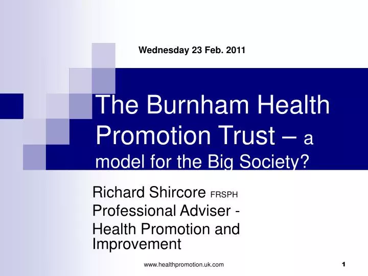 the burnham health promotion trust a model for the big society