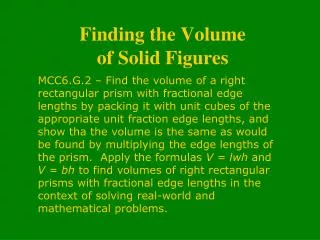 Finding the Volume of Solid Figures