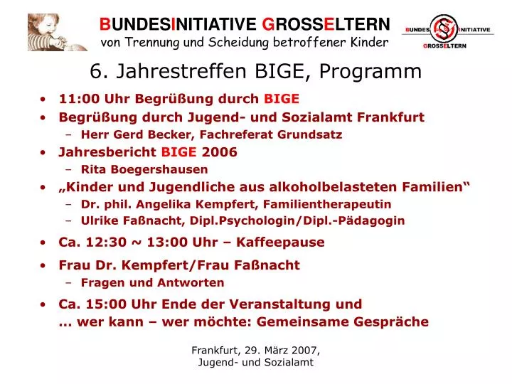 6 jahrestreffen bige programm