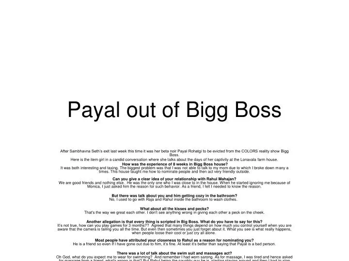 payal out of bigg boss