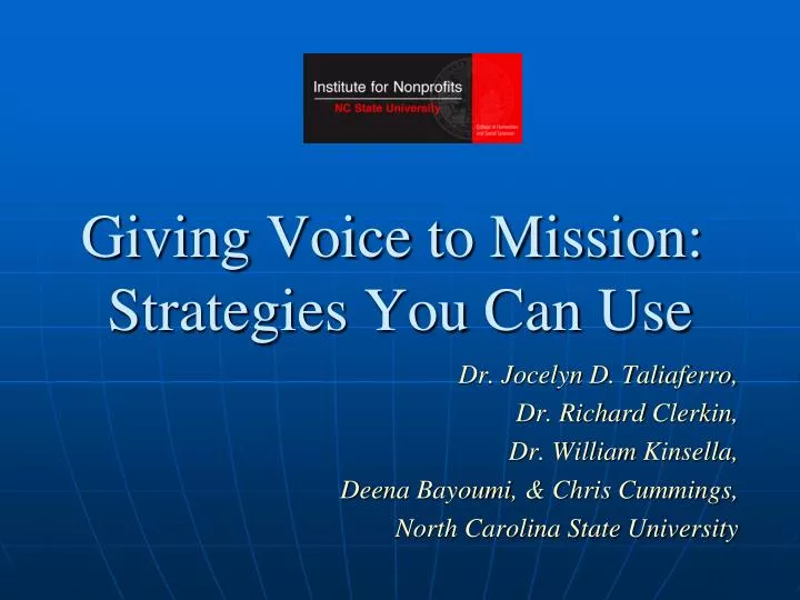 giving voice to mission strategies you can use