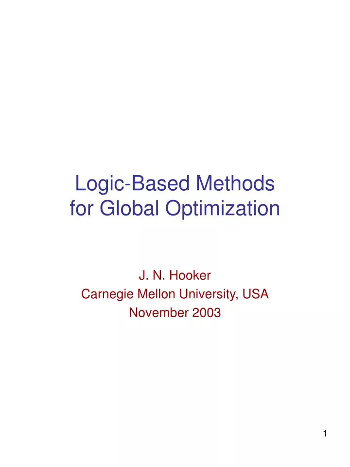 logic based methods for global optimization