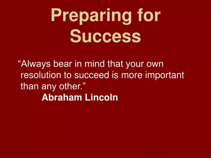 preparing for success