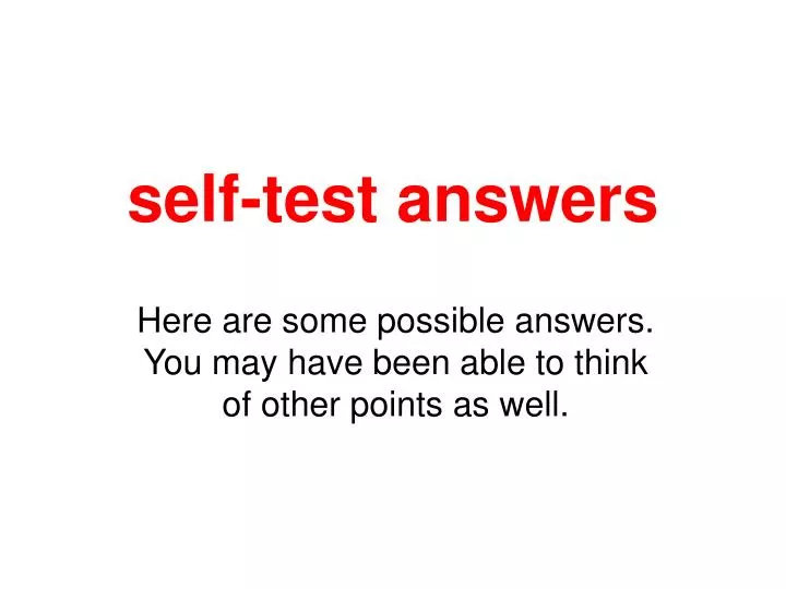 self test answers