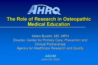 The Role of Research in Osteopathic Medical Education