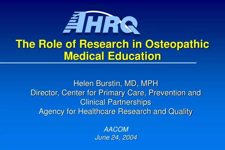 the role of research in osteopathic medical education