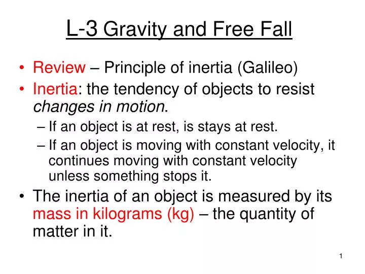 l 3 gravity and free fall