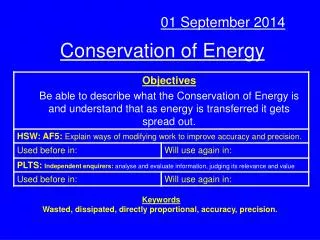 Conservation of Energy