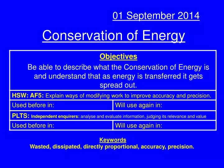 conservation of energy