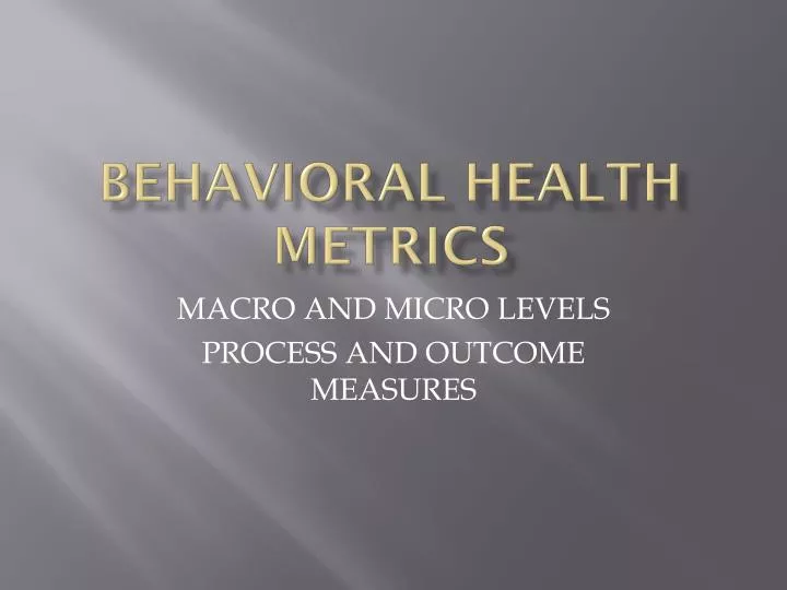 behavioral health metrics