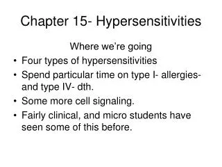 Chapter 15- Hypersensitivities