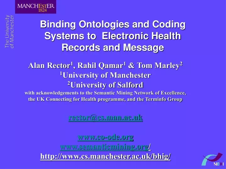 binding ontologies and coding systems to electronic health records and message