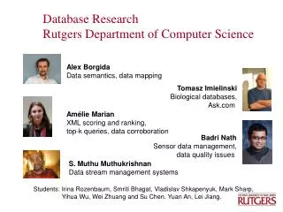 Database Research Rutgers Department of Computer Science