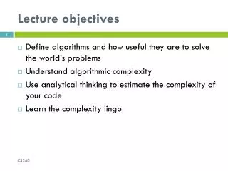 Lecture objectives
