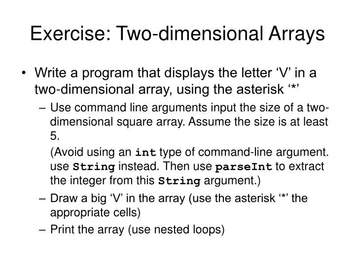 exercise two dimensional arrays