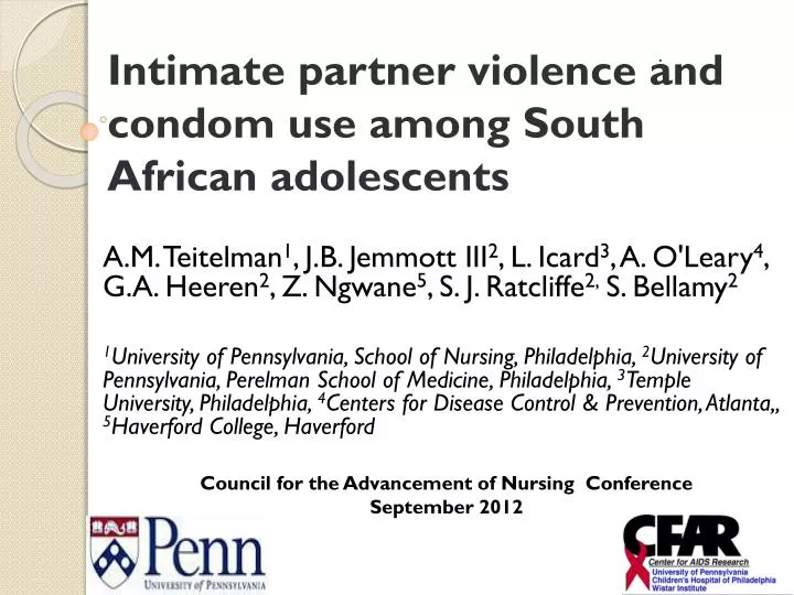 intimate partner violence and condom use among south african adolescents