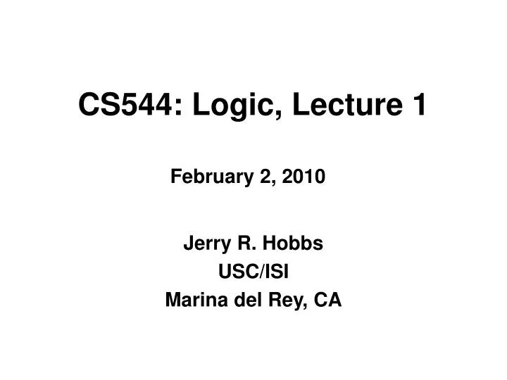 cs544 logic lecture 1