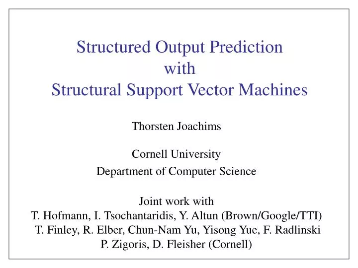 structured output prediction with structural support vector machines