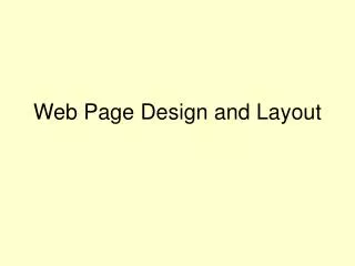 Web Page Design and Layout