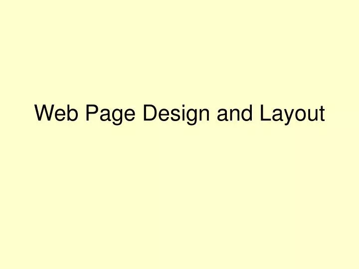 web page design and layout