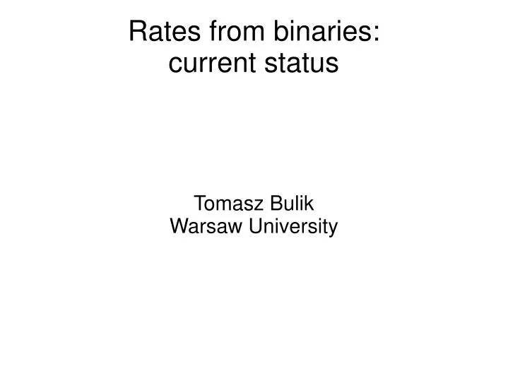 tomasz bulik warsaw university