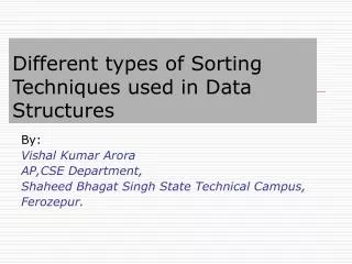 Different types of Sorting Techniques used in Data Structures