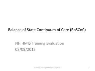 Balance of State Continuum of Care (BoSCoC)