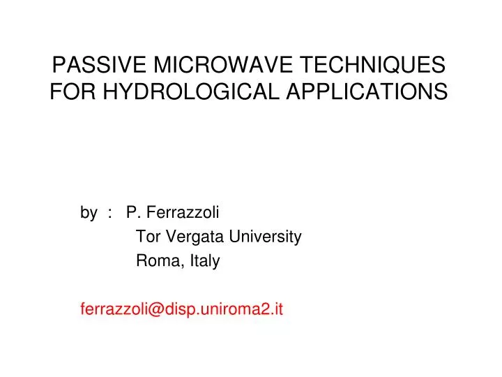 passive microwave techniques for hydrological applications