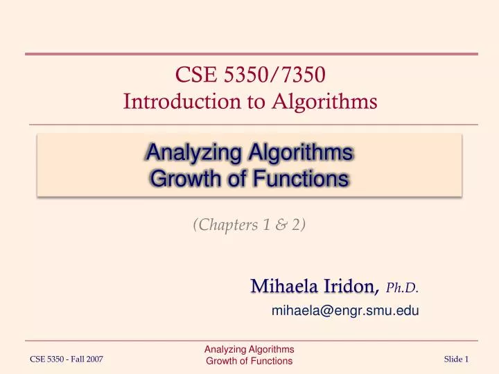 analyzing algorithms growth of functions
