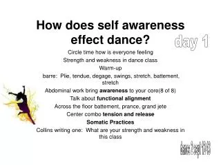 How does self awareness effect dance?