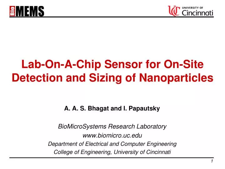 lab on a chip sensor for on site detection and sizing of nanoparticles