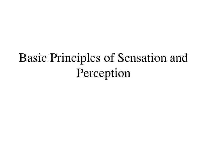 basic principles of sensation and perception