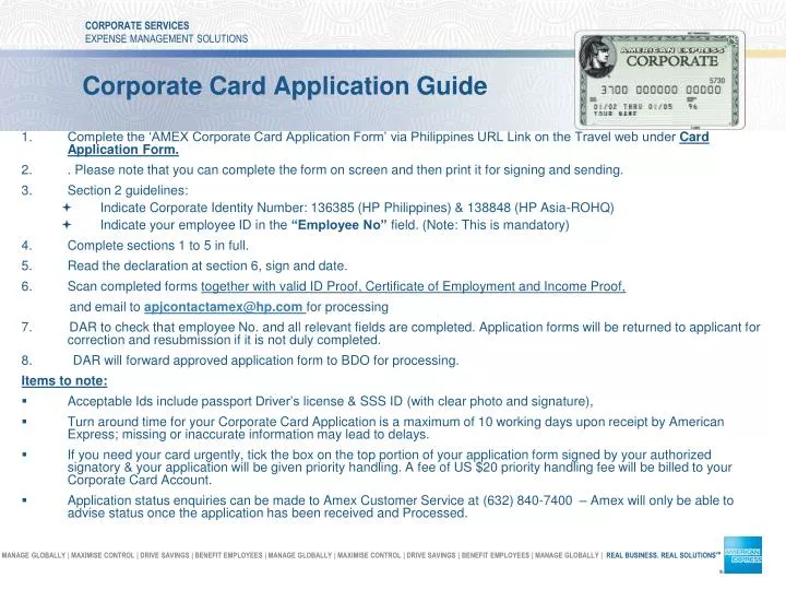 corporate card application guide