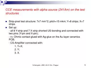 ?? E measurements with alpha source (241Am) on the test structures