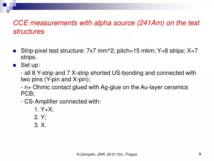 e measurements with alpha source 241am on the test structures